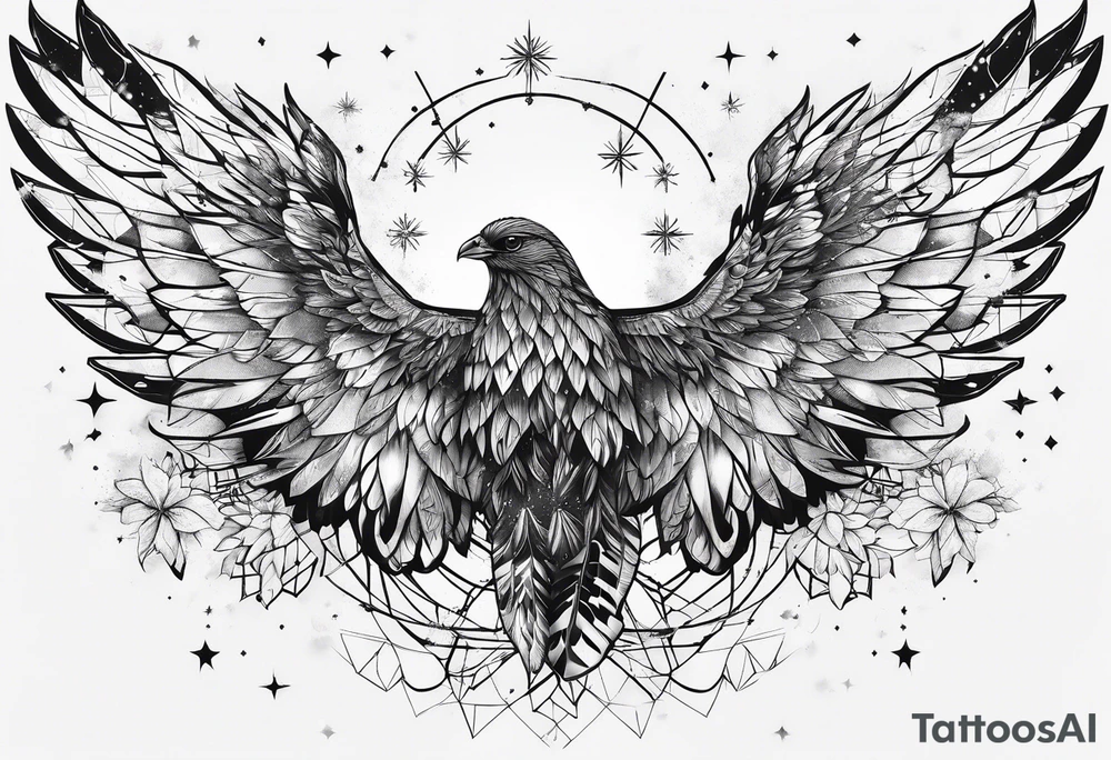 Constellation, wing , snow , géométric , flowe tattoo idea