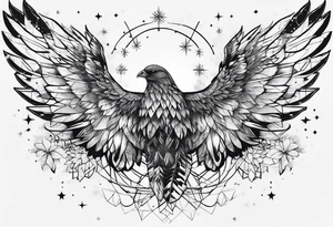 Constellation, wing , snow , géométric , flowe tattoo idea