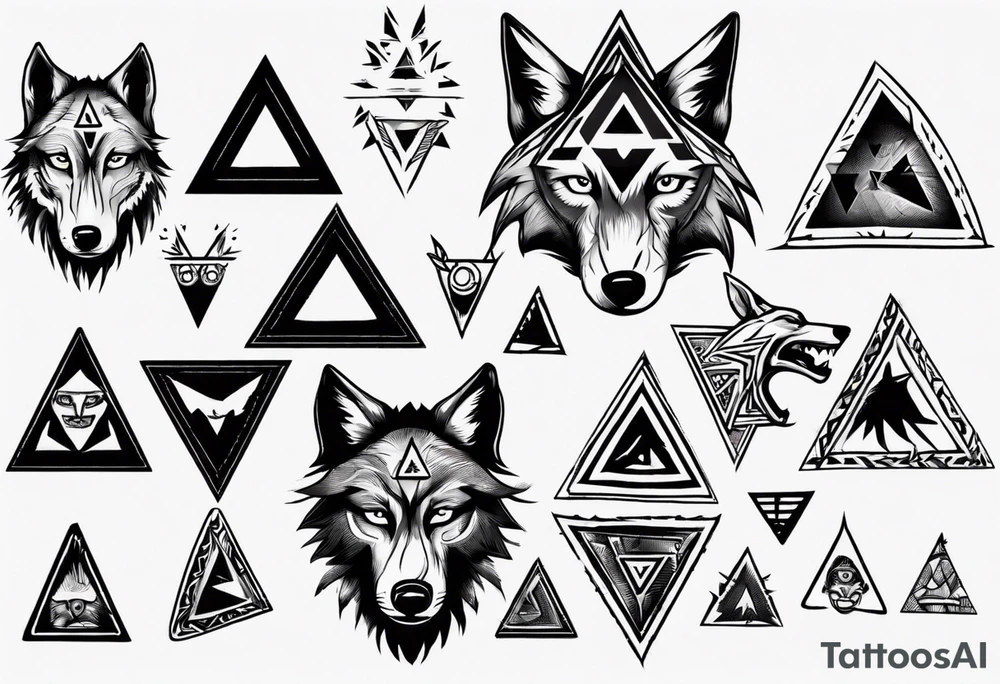 wolf head with a triangle on forehead tattoo idea