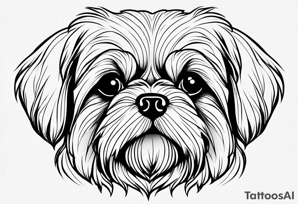 A mixed breed Pekingese and Shih-Tzu dog. Just the contours of the outline of his face. He has big eyes and cute crooked teeth. tattoo idea