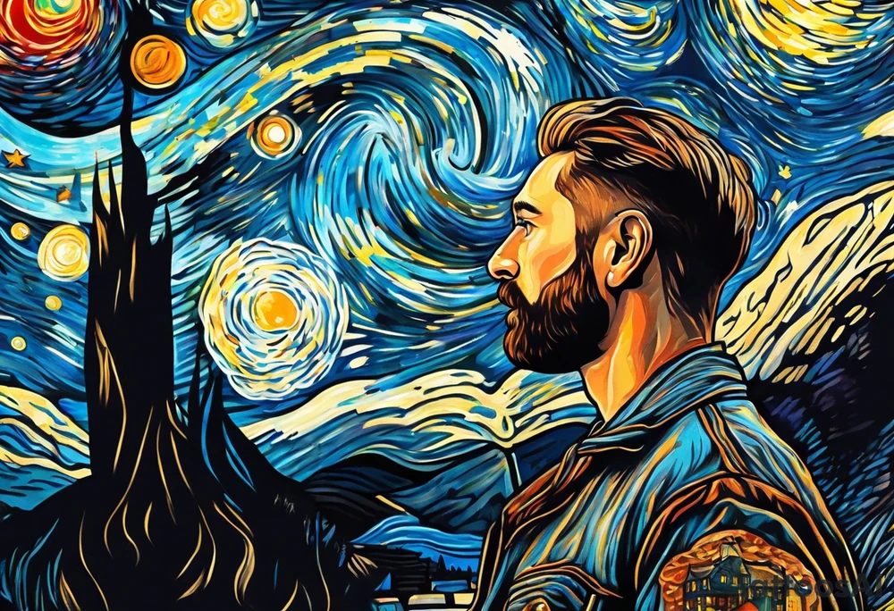 A person looking up at space tattoo idea