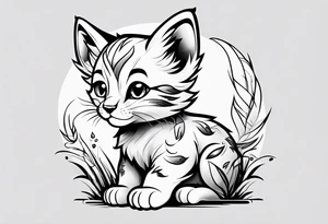 Super cute cartoon wildcat cub tattoo idea