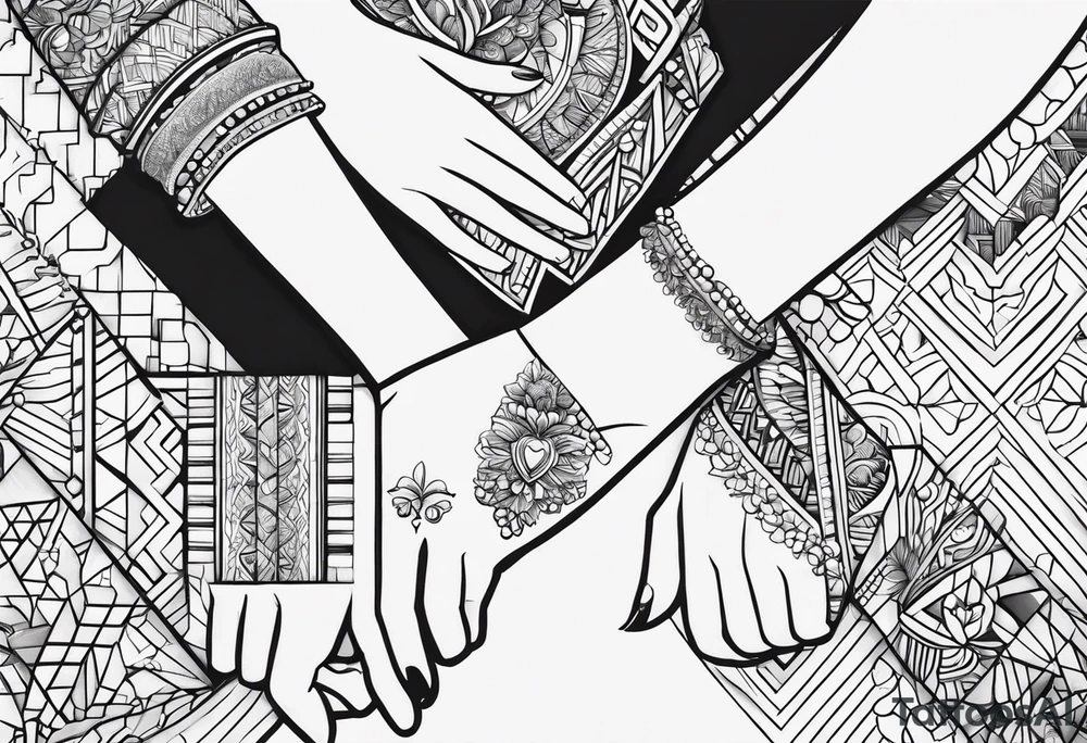 Me and my wife and my dotter my family in a bracelet tattoo idea