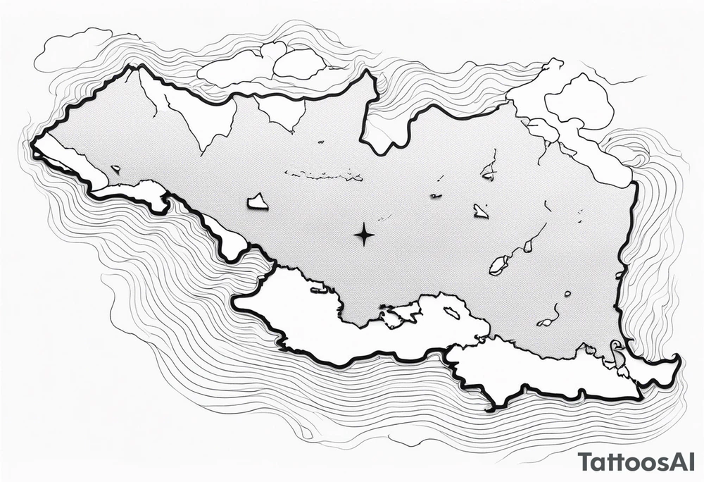 Lake George map outline with small hashmarks filling it throughout tattoo idea