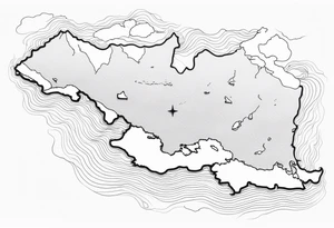Lake George map outline with small hashmarks filling it throughout tattoo idea