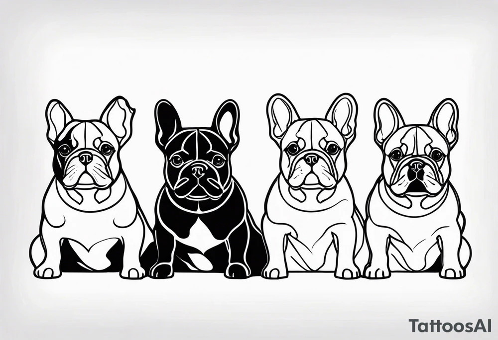 three French bulldogs tattoo idea