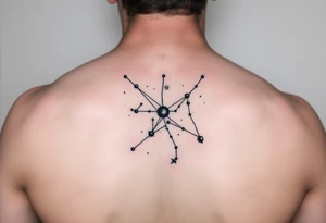 Big Virgo constellation into galaxy for leg tattoo idea