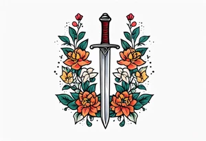 sword

old school vintage simple traditional design with vintage flowers surrounding
bold color simple tattoo idea