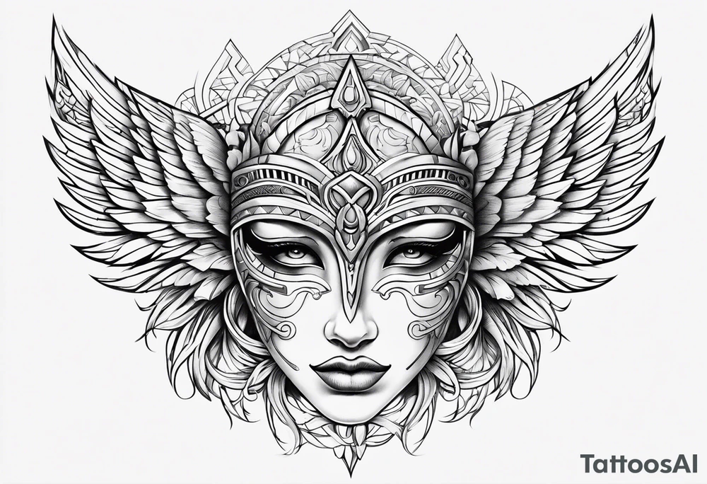 Angelic mask tattoo idea