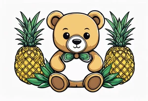 Teddy bear loves pineapple tattoo idea