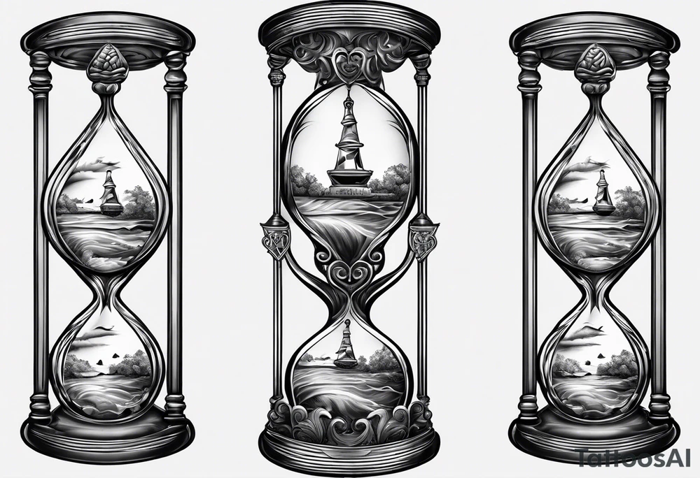Hour glass with Brain and heart inside tattoo idea