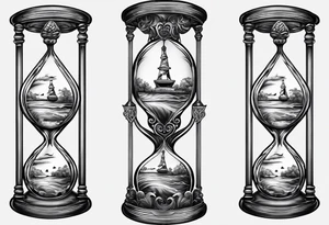 Hour glass with Brain and heart inside tattoo idea