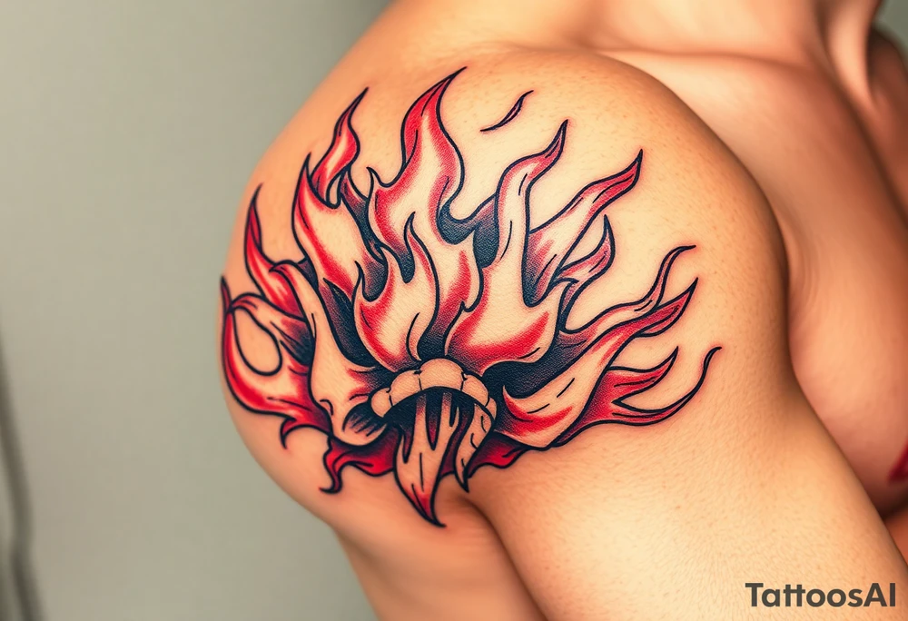 large powerfull multiple flames tattoo idea