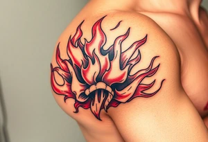 large powerfull multiple flames tattoo idea