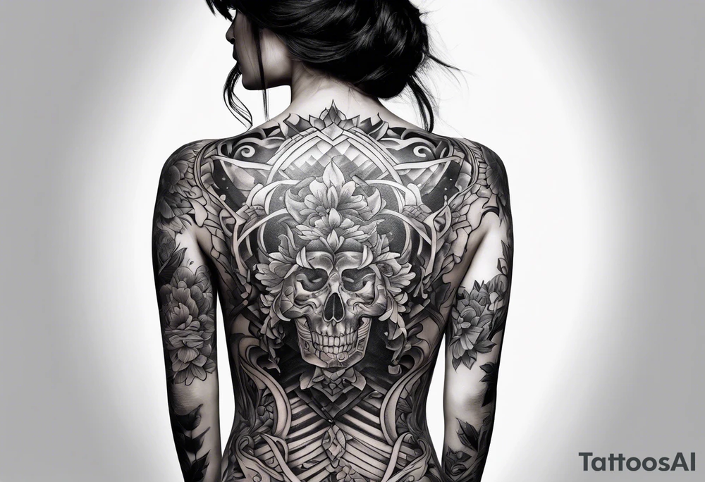 back skeleton tattoo idea