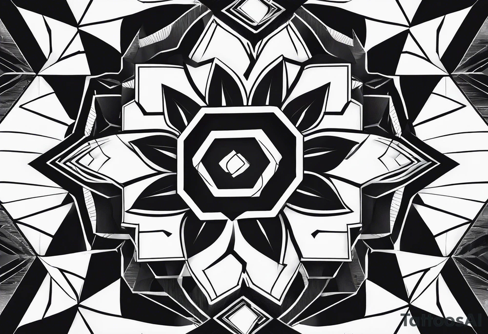black hexagon pattern tattoo idea