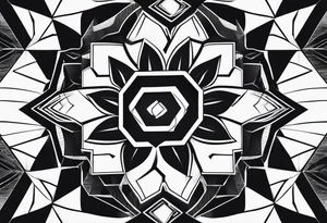 black hexagon pattern tattoo idea