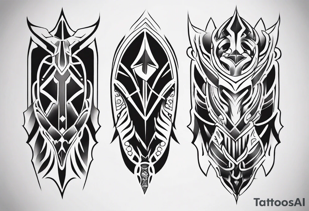 Leg armor symmetrical tattoo idea