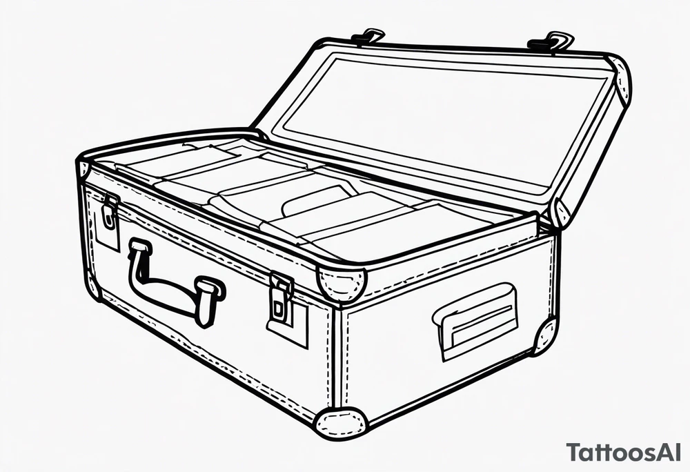 Cardboard suitcase outline tattoo idea