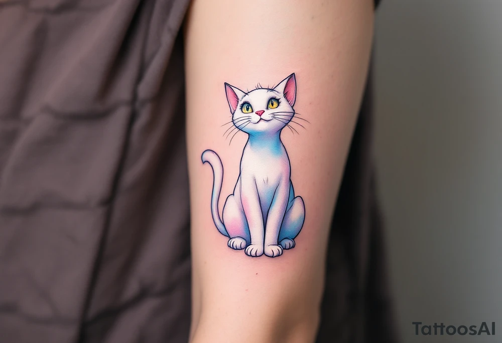 The white cat Marie from The Aristocats is the purrfect pastel tattoo for girly Disney vibes. tattoo idea