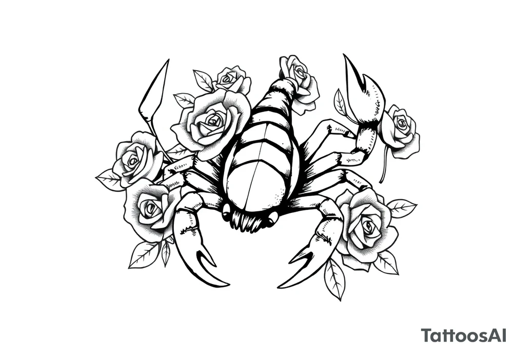 Scorpion with roses tattoo idea