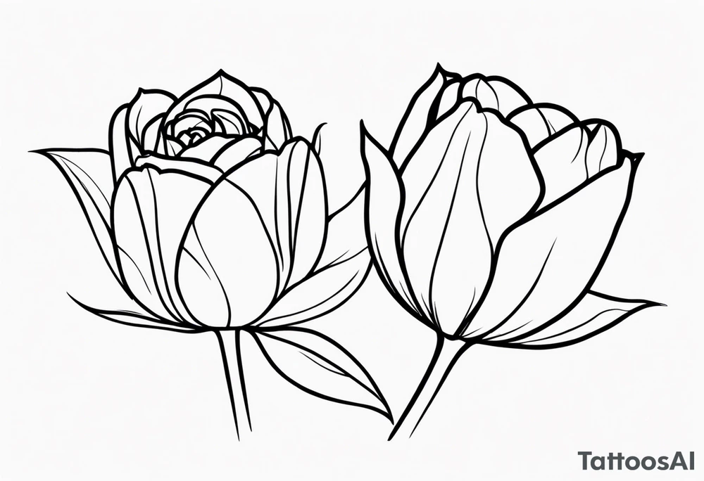 One tulip & one rose tattoo idea