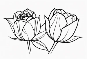 One tulip & one rose tattoo idea
