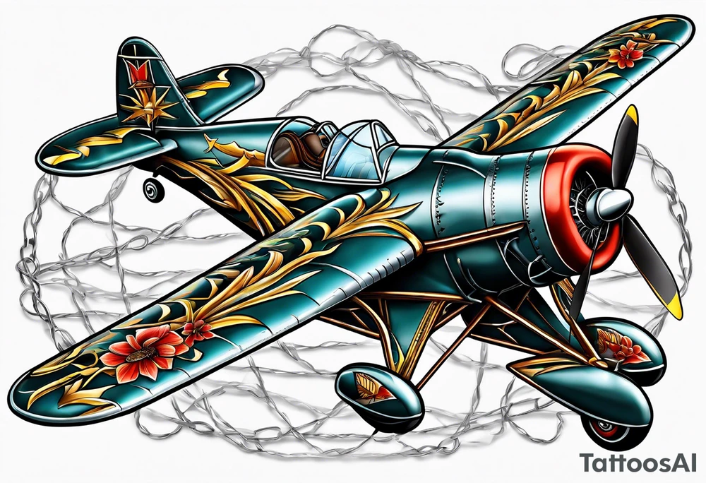 Airplanes barbwire tattoo idea