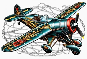 Airplanes barbwire tattoo idea