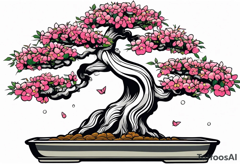 bonsai tree with one side that has more foliage than the other. Mean to fit under an arm on a rib cage. tattoo idea