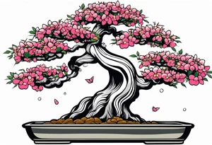 bonsai tree with one side that has more foliage than the other. Mean to fit under an arm on a rib cage. tattoo idea