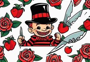 Baby Freddy Krueger with his knife gloves on tattoo idea