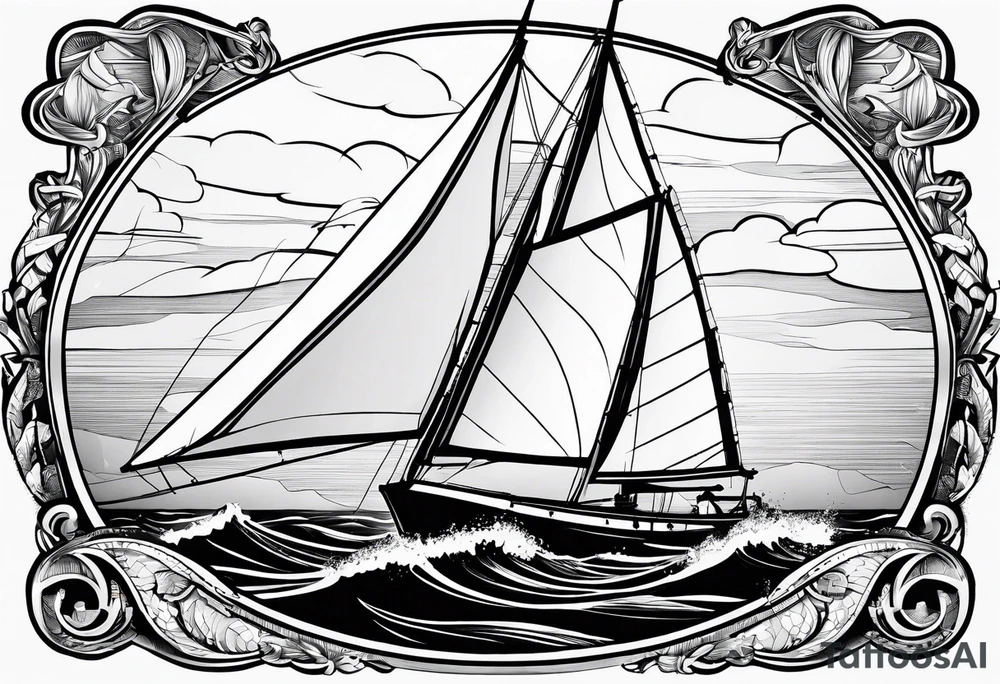 sailboat sail patched in such a way that it resembles a maritime lighthouse. tattoo idea