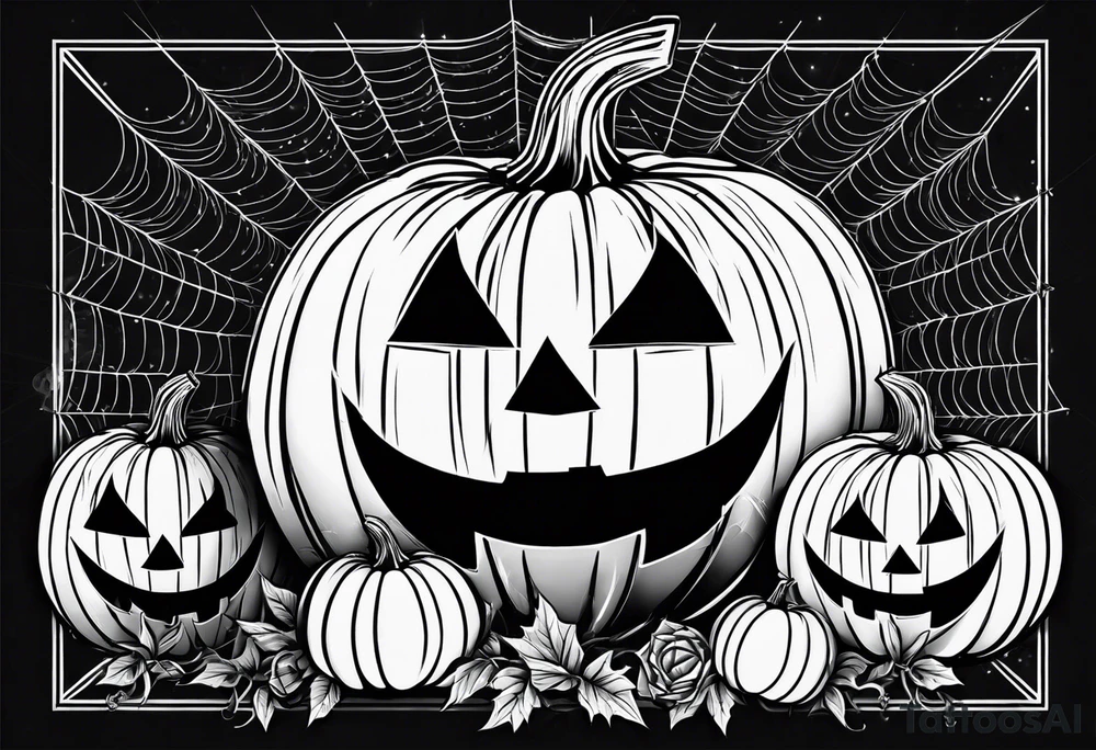 scary pumpkins with a spidernet in the background tattoo idea scary pumpkins with a spidernet in the background tattoo idea