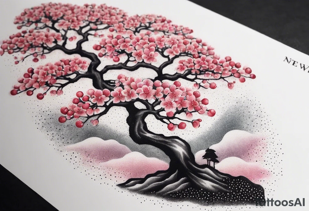 Cherry blossom rainbow tattoo idea