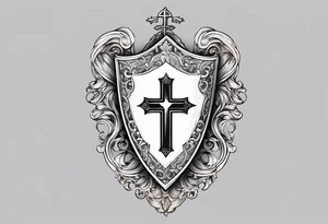 shield with cross of saint george draped over tattoo idea
