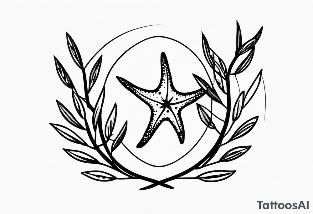 Two star fish with olive branch behind tattoo idea
