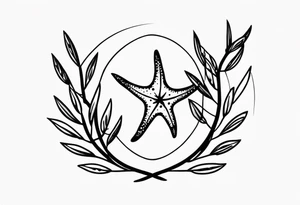 Two star fish with olive branch behind tattoo idea