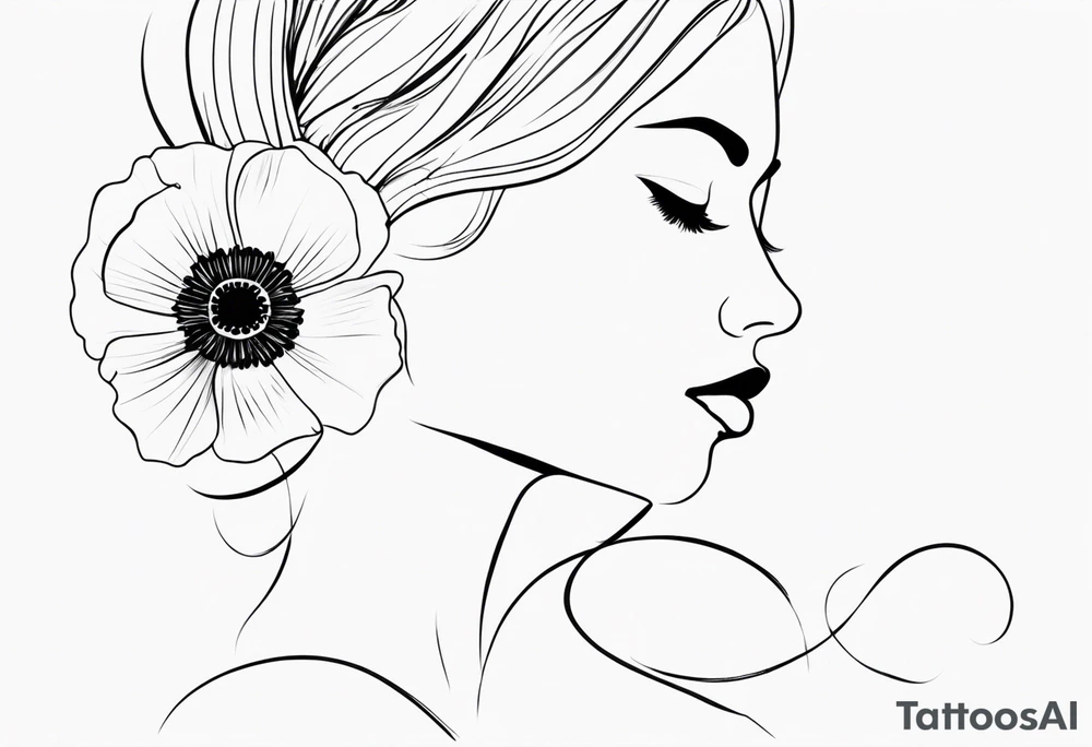 simple outline tatoo, face, poppy, word tattoo idea