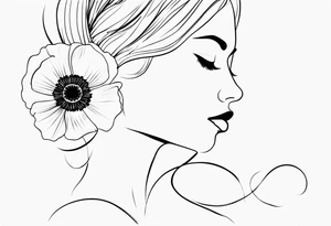 simple outline tatoo, face, poppy, word tattoo idea