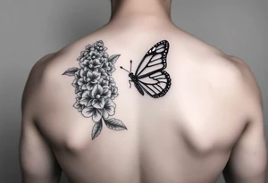 Lilacs and a monarch butterfly tattoo idea
