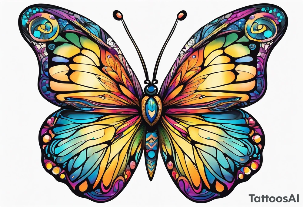 Beautiful butterfly. Flying.  very colorful and delicate tattoo idea