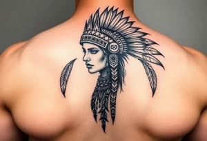 Goddess warrior woman with dingo headdress on tattoo idea