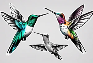 Hummingbird in color with black and white background tattoo idea
