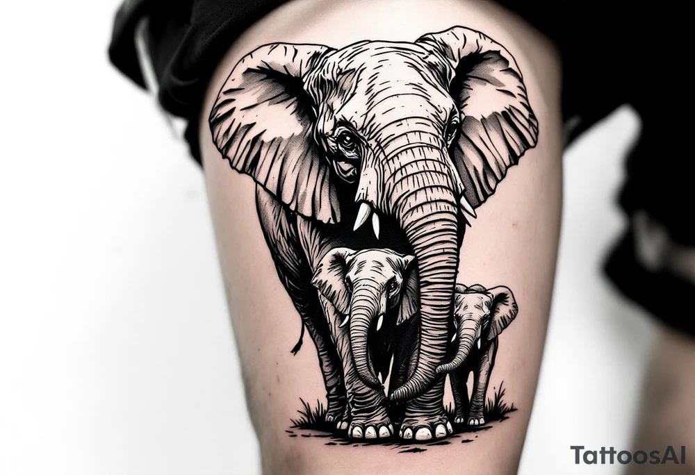 Elephant family tattoo idea