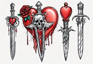 One sketch of a dagger entering the heart tattoo idea