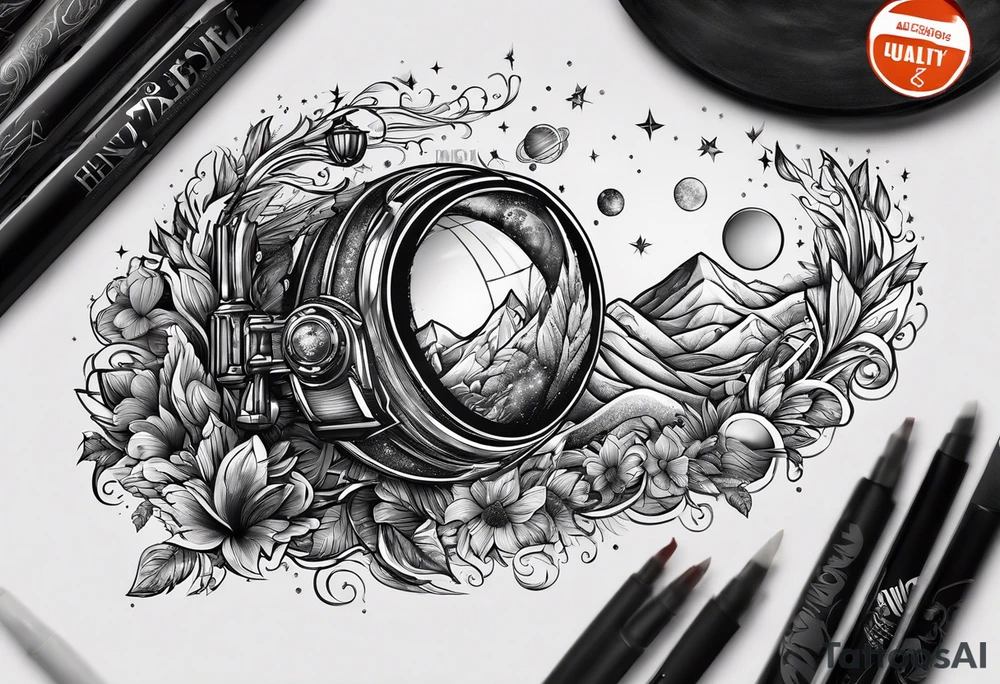 I want the name "Drew" with a space background tattoo idea