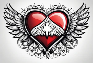 Flag inside of a heart with wings tattoo idea