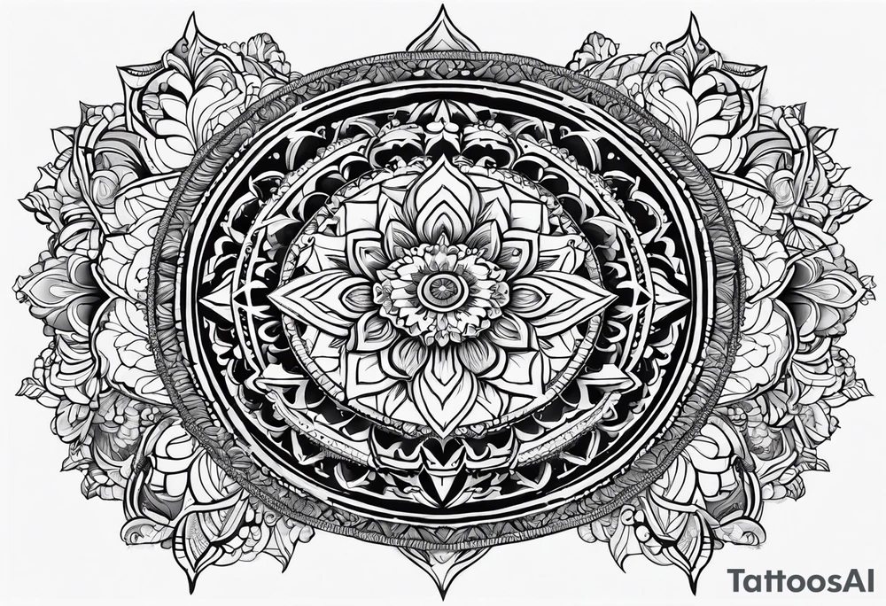 masculine mandala round tattoo idea