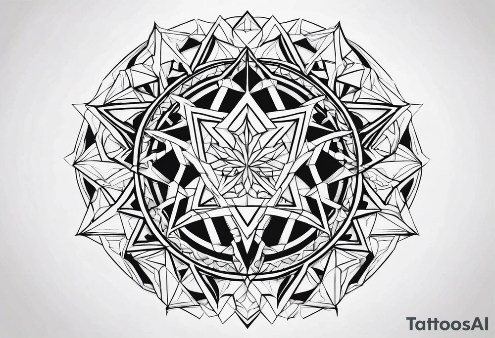 Expanding 3D pentagrams, geometric, tattoo idea